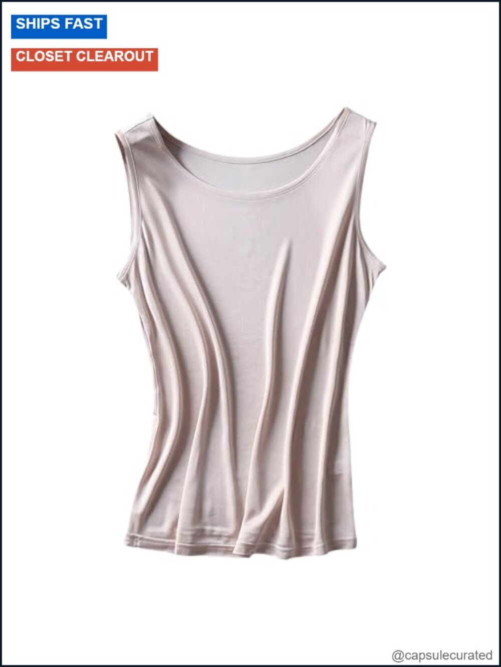 Silky Knit Double Lined Tank Top - Sleeveless Round Neck